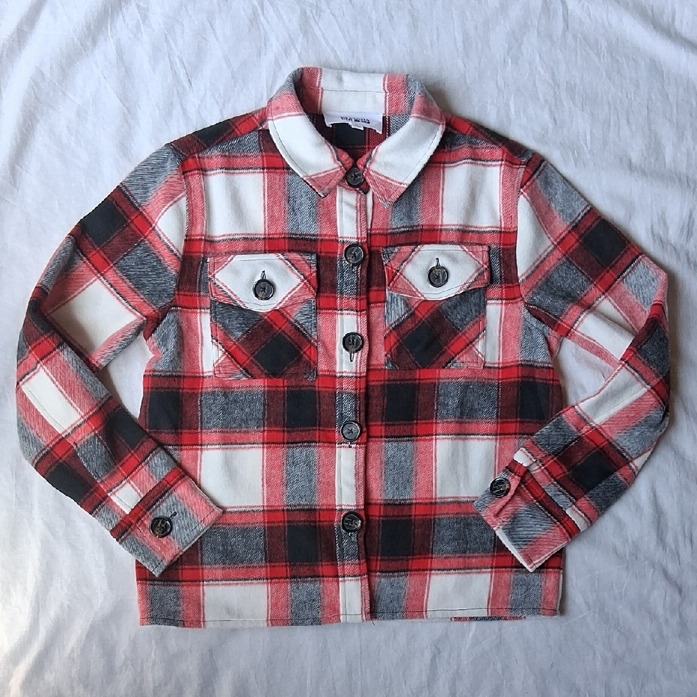 Steve Madden Red and Black Plaid Jacket Size S